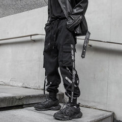 Voguable  Stylish Cargo Pants Men Ribbons Multi Pocket Jogger Male Clothing Oversize Gradient Harem Hip Hop Streetwear Sport Sweatpants voguable