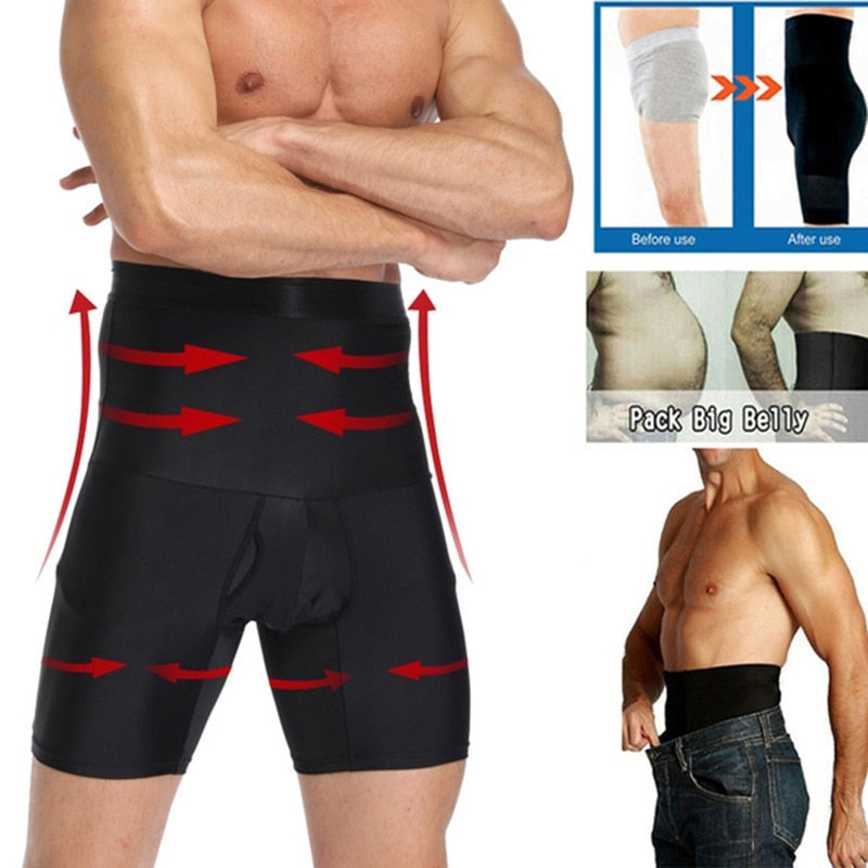 Voguable   Men Slimming Body Shaper Waist Trainer High Waist Shaper Control Panties Compression Underwear Abdomen Belly Shaper Shorts voguable