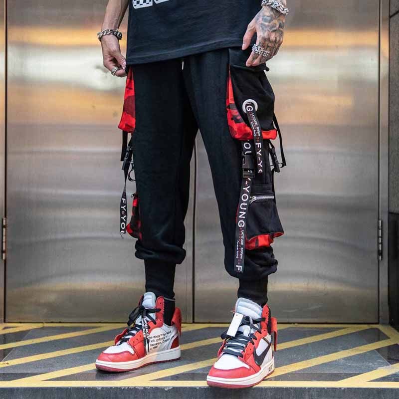 Voguable  Stylish Cargo Pants Men Ribbons Multi Pocket Jogger Male Clothing Oversize Gradient Harem Hip Hop Streetwear Sport Sweatpants voguable