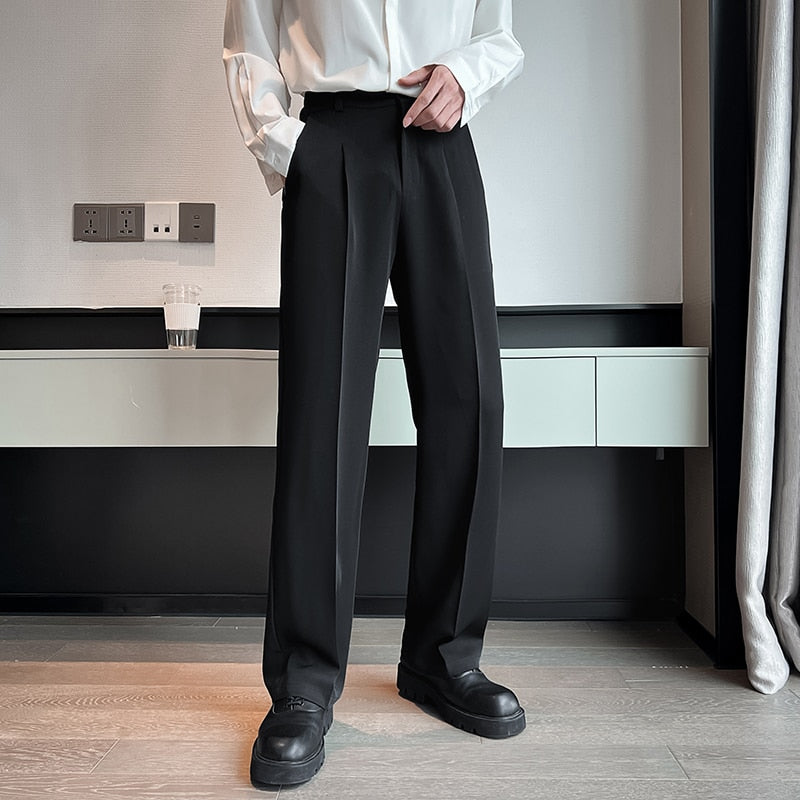Voguable  Men Suit Pants Solid Full Baggy Casual Wide Leg Trousers for Men Khaki Black White Japanese Style Streetwear Oversize Pants Man voguable