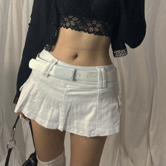 ALLNeon Pastel Goth Low Waist Black Micro Skirts Y2K Streetwear Pockets Patchwork A-line Skirt E-girl Aesthetics Outfits Zipper voguable