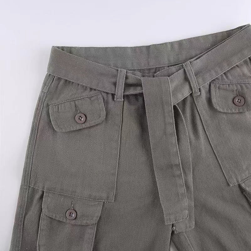 Voguable  Fashion American Trousers High Street Retro Gray Cargo Pants  Woman Sexy Low Waist Baggy Pants Casual Trousers Streetwear voguable