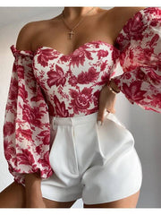 Voguable Foridol Elegant Long Sleeve Summer Spring Chiffon Blouse Shirt Women Off The Shoulder Beach Boho Tops 2022 Blusas De Mujer voguable
