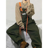 Men's Fashion Retro Army Green Work Suspenders American Streetwear Casual Pants Loose Fashion Trousers Romper Jumpsuit