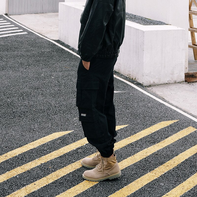 Voguable  2022 Hip Hop Casual Pockets Cotton Track Pants Male Harajuku Fashion Trousers Ribbons Harem Joggers Men Cargo Pants Streetwear voguable