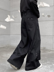 Men Pants Darkwear Pleats Loose Wide Leg Trousers Trend Solid Color New Autumn Fashion Pocket Male Japanese 9A5642 voguable
