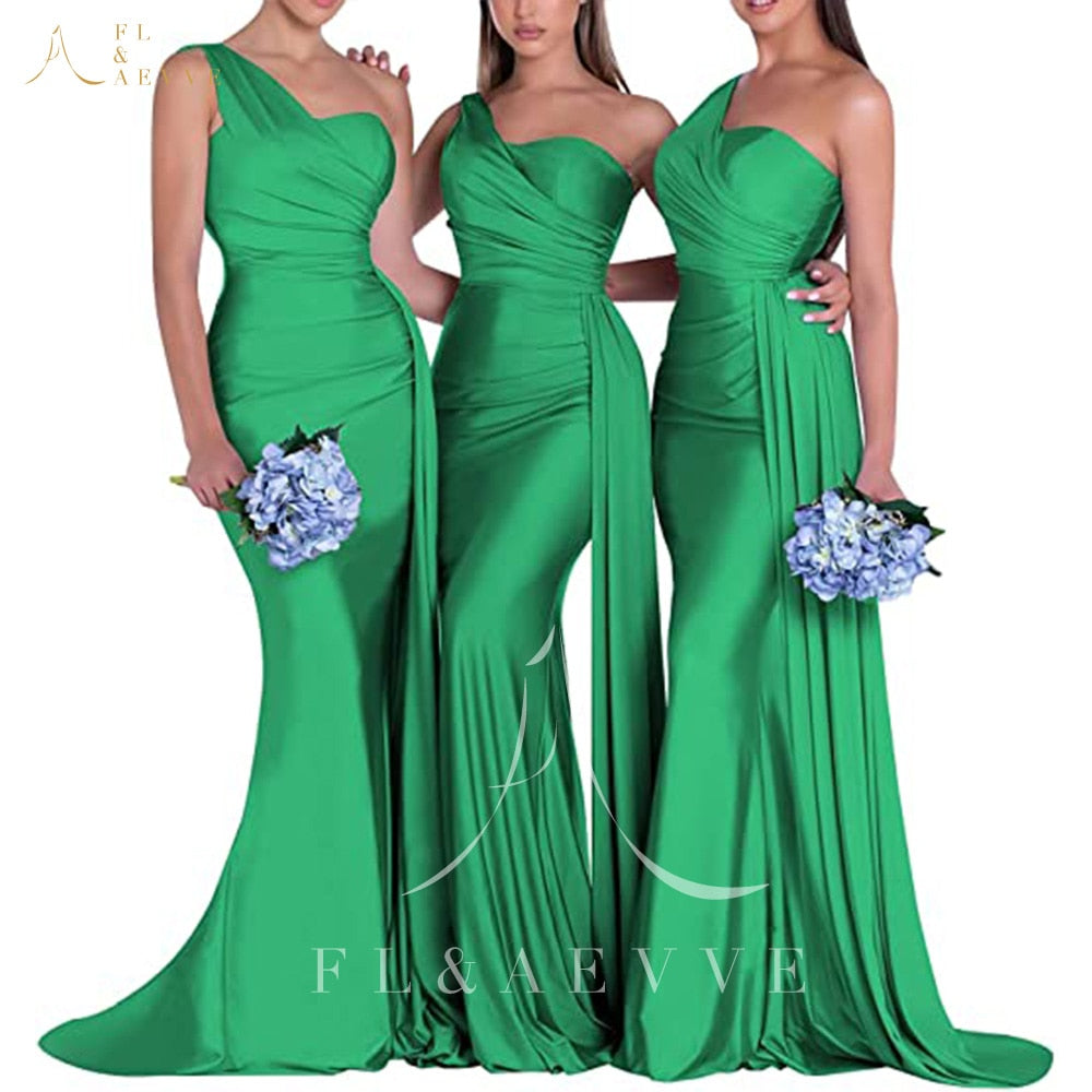 Mermaid Dress Bridesmaid Dresses One Shoulder Dresses for Women 2022 Elegant Wedding Elastic Satin Party Bridesmaids Woman Gowns voguable