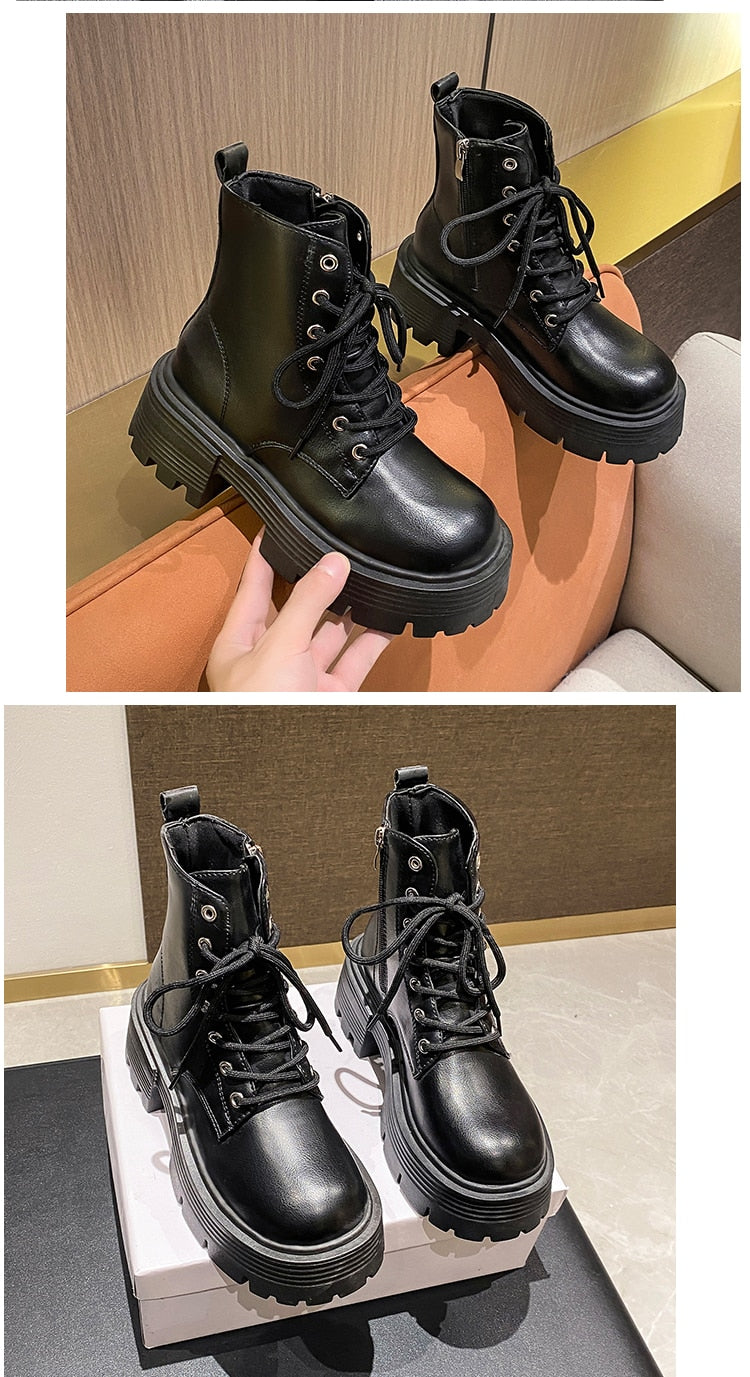 Zipper White Ankle Boots Round Toe Shoes Flat Heel Boots-Women  Low Rock Lolita Autumn Rubber Med Ladies Retro PU Fabric Ba voguable