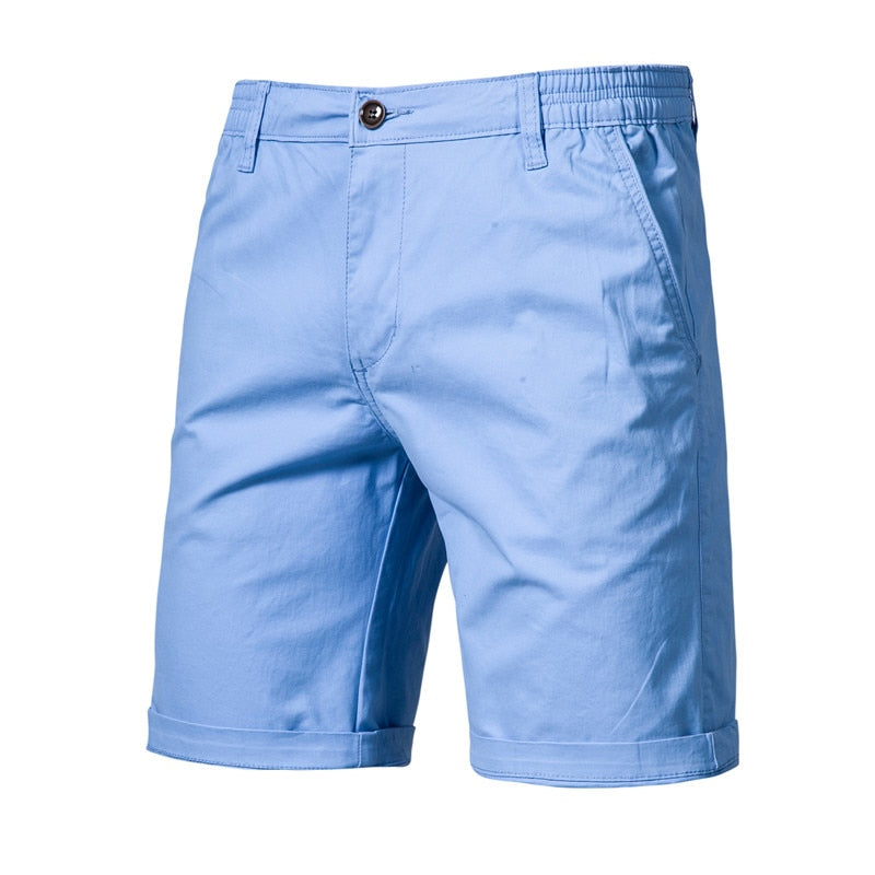 Voguable 2022 New Summer 100% Cotton Solid Shorts Men High Quality Casual Business Social Elastic Waist Men Shorts 10 Colors Beach Shorts voguable