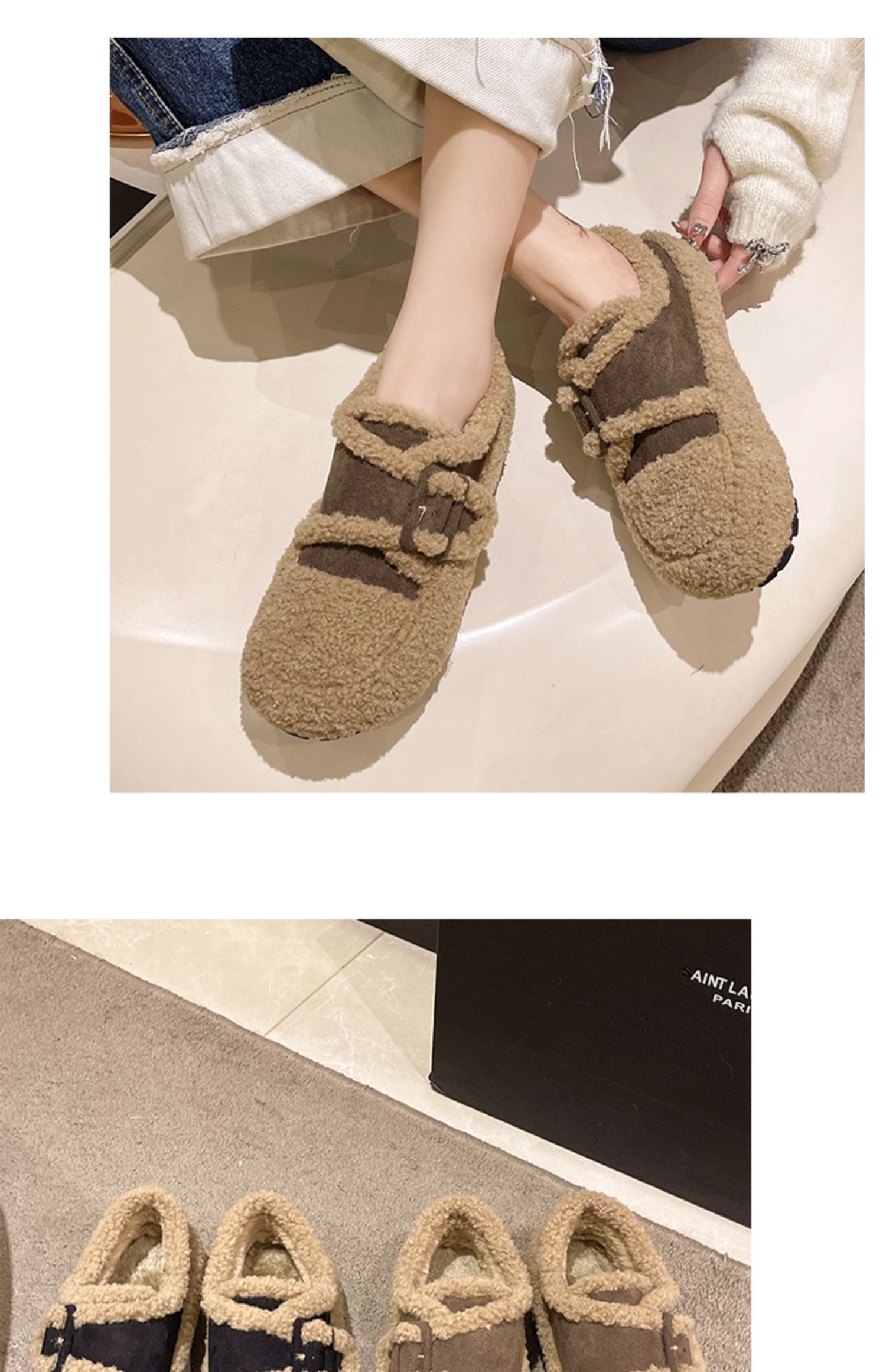 Round Toe Korean Shoes All-Match Women's Moccasins Loafers Fur Casual Female Sneakers Shallow Mouth Autumn  Comfortable Wint voguable