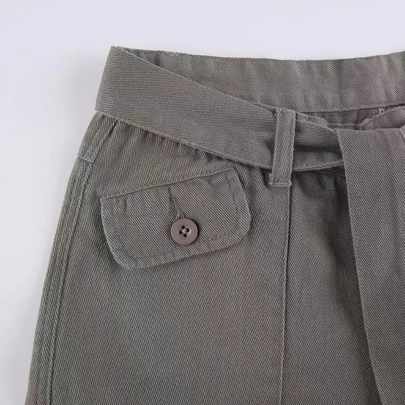 Voguable  Fashion American Trousers High Street Retro Gray Cargo Pants  Woman Sexy Low Waist Baggy Pants Casual Trousers Streetwear voguable