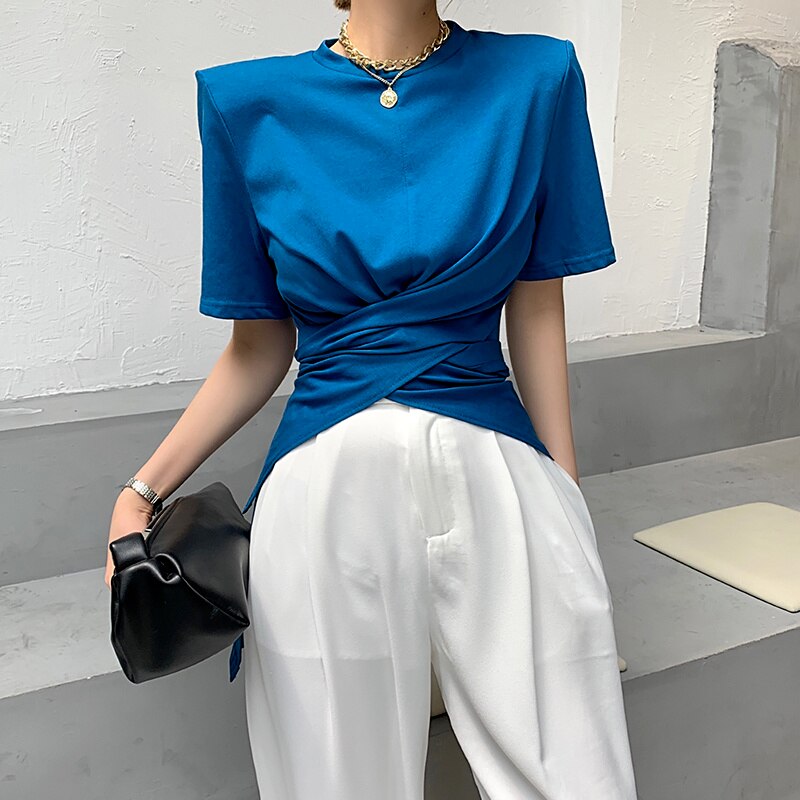 Summer Fashion T-shirt Women Cotton White Women T-shirts Short Sleeve Cross Elegant Tees Tops Lady Mujer Camisetas voguable