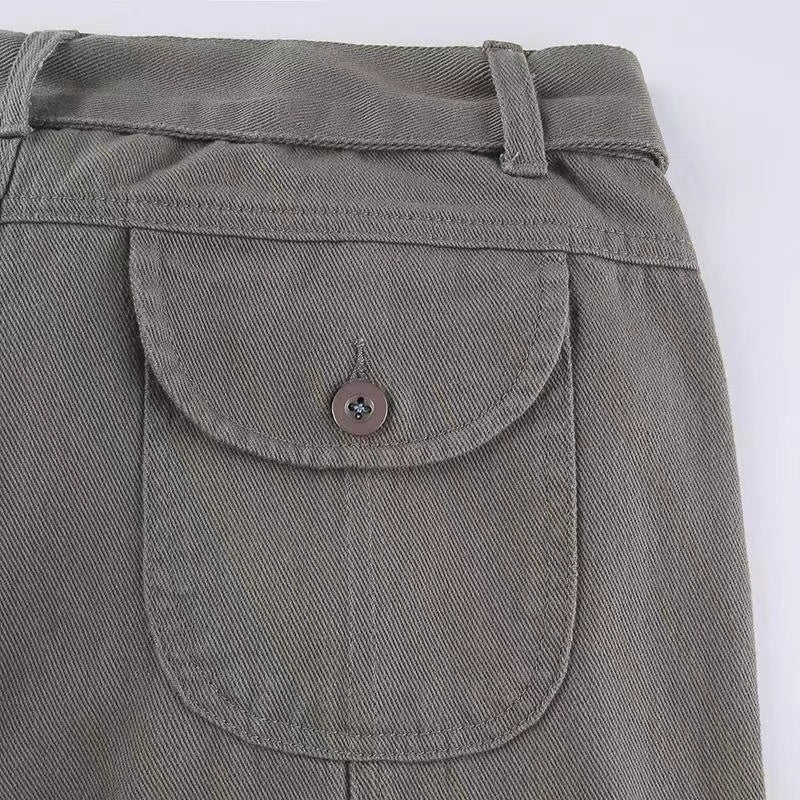 Voguable  Fashion American Trousers High Street Retro Gray Cargo Pants  Woman Sexy Low Waist Baggy Pants Casual Trousers Streetwear voguable