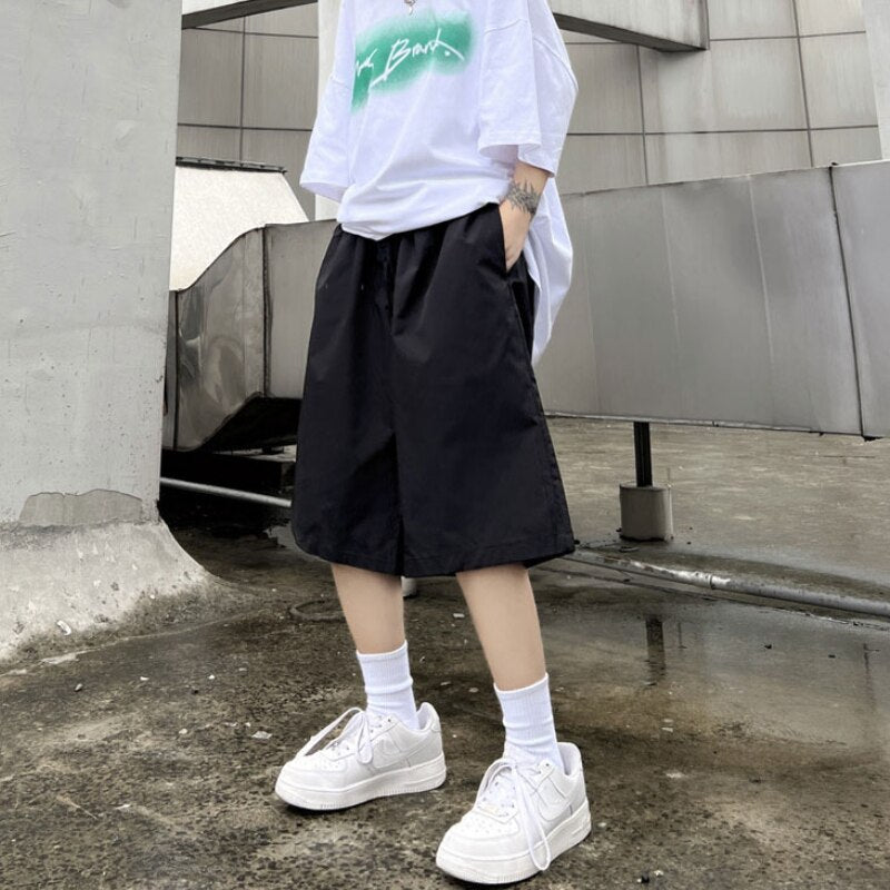 Shorts Men Summer Thin Casual Loose брюки Solid Teens Fashion Simple All-match Unisex Chic Daily Students Elastic Waist Youth voguable