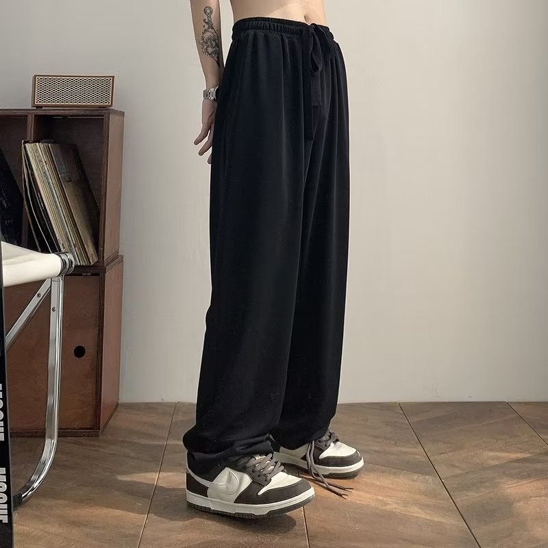 Men Casual Pants Retro Japanese Simply All-match Trouser Handsome Korean Streetwear Fashion Drawstring Teens Students Pantalones voguable