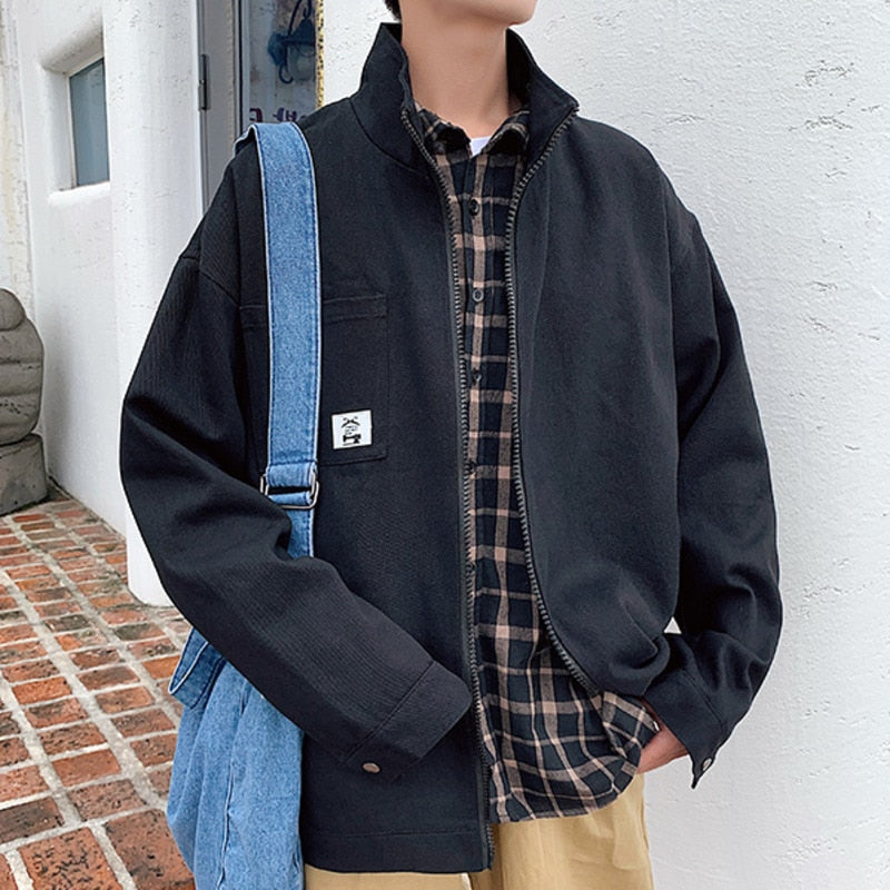 High Street New Army Green Men Jackets Harajuku Casual Zipper Man Outerwear Coats Fashion Male Hip Hop Loose Coats voguable