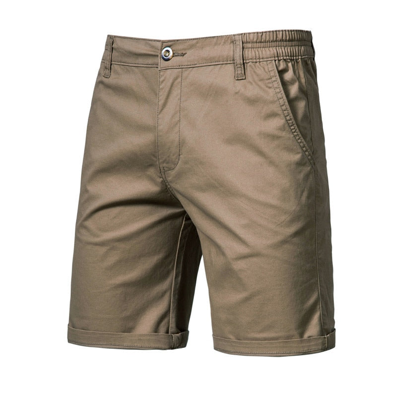 Voguable 2022 New Summer 100% Cotton Solid Shorts Men High Quality Casual Business Social Elastic Waist Men Shorts 10 Colors Beach Shorts voguable