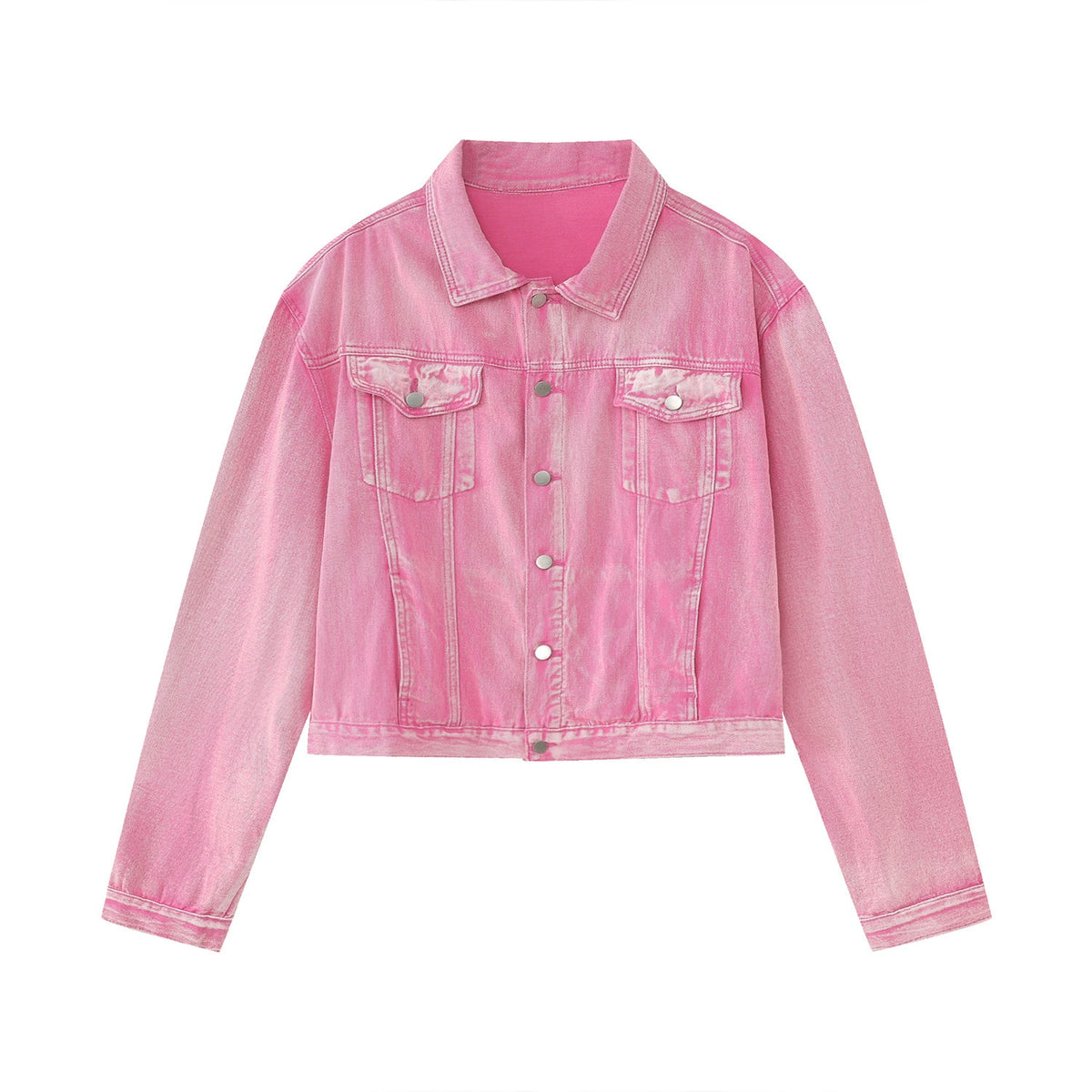 Trendy Korean Male Pink Color Set Solid Color Lapel Denim Jacket Coat Wide Leg Straight Jeans Men's Casual Two Piece 9A8557 voguable