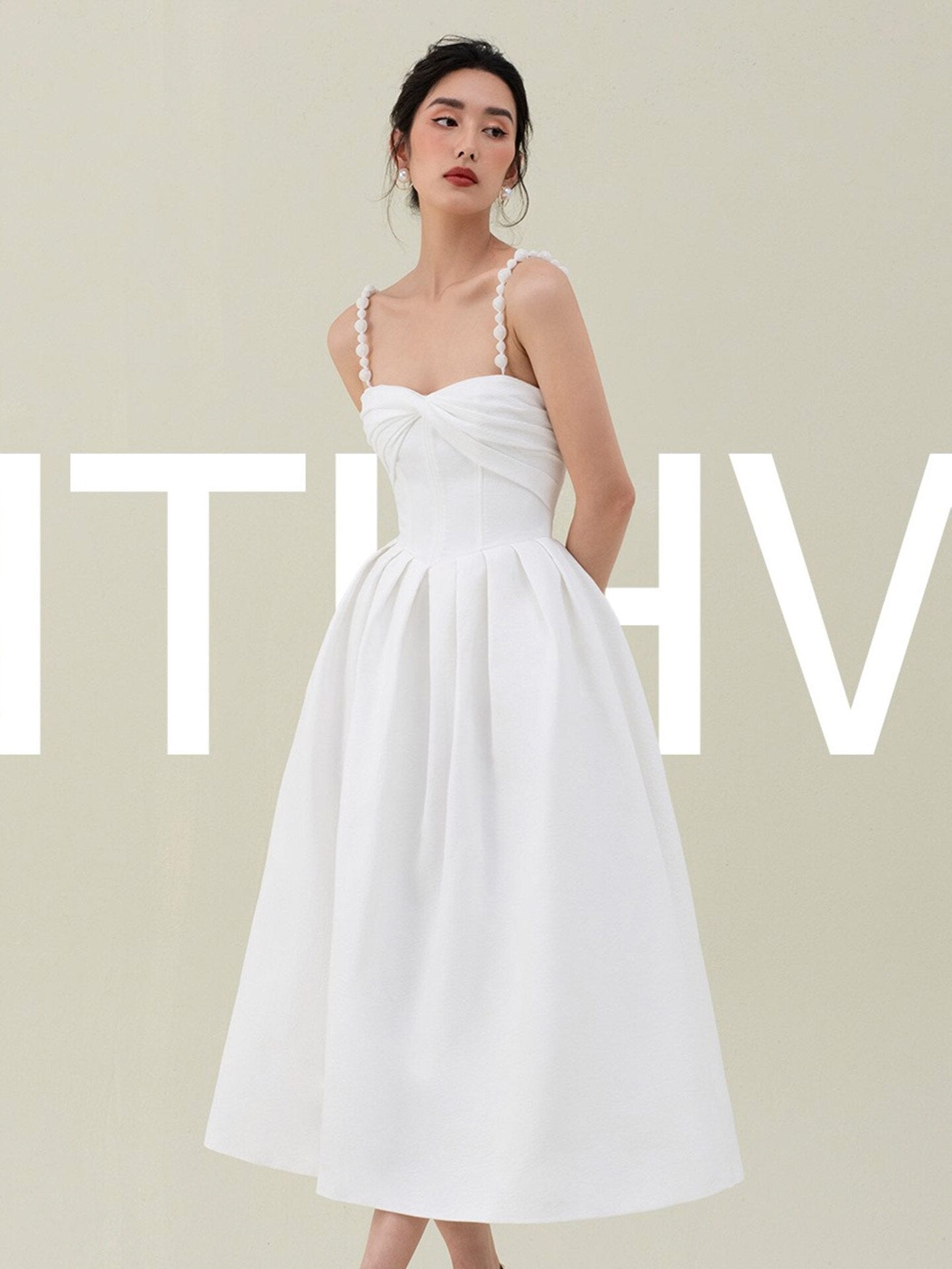 Summer Ladies Korean Black and White Elegant Loose Dresses Pearl Sling Fashion Wedding Party Sexy Ladies Vestidos voguable