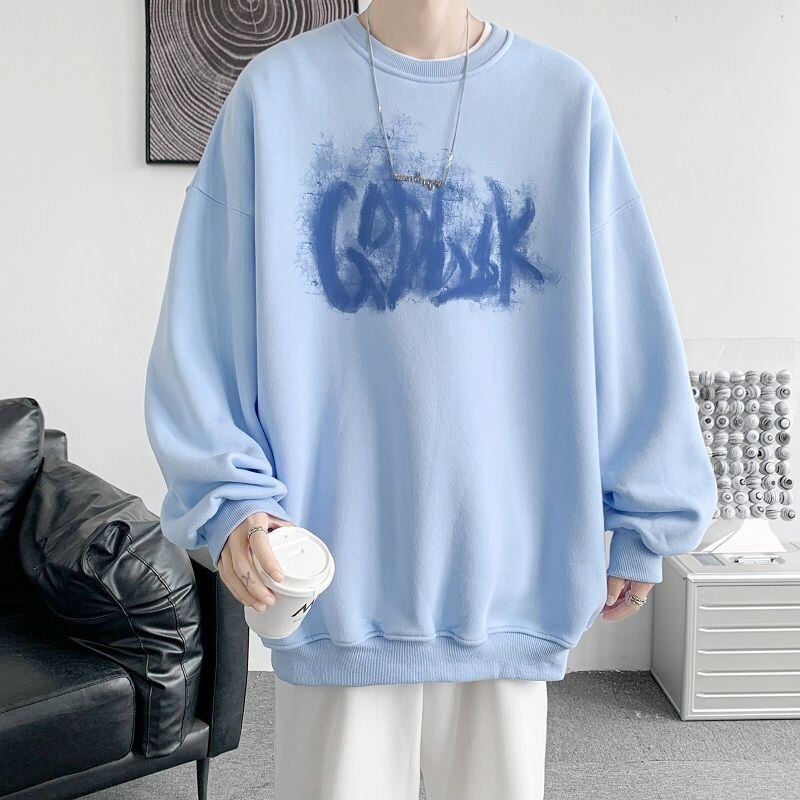 Korean Oversize Casual Men Sweatshirts y2k Letter Printed O Neck 5XL Unisex Hoodies Autumn Winter New Fashion Pullover voguable