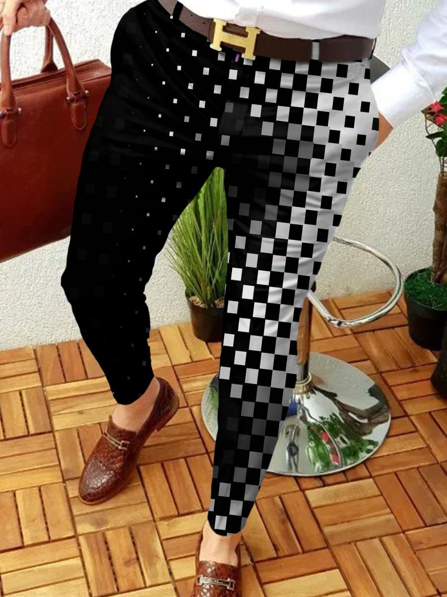Voguable 2022 New Smart Casual Fashion Men's Pants polka dot pattern Pants Thin Mid Waist Jogger Casual Trousers Suit Pants voguable