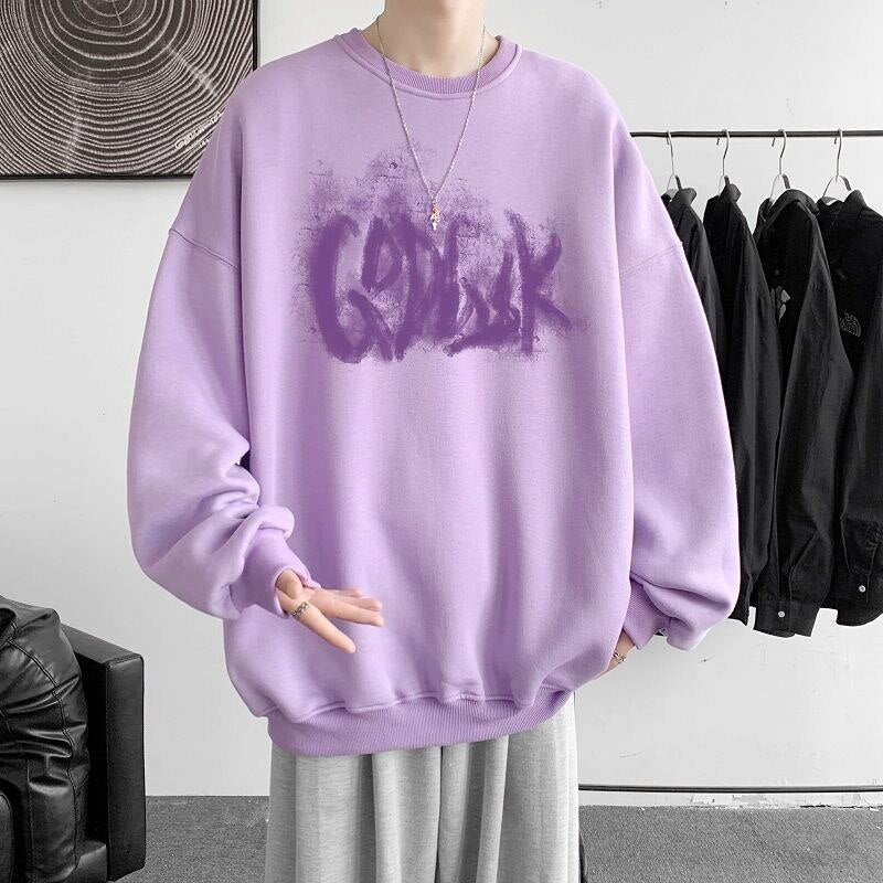 Korean Oversize Casual Men Sweatshirts y2k Letter Printed O Neck 5XL Unisex Hoodies Autumn Winter New Fashion Pullover voguable