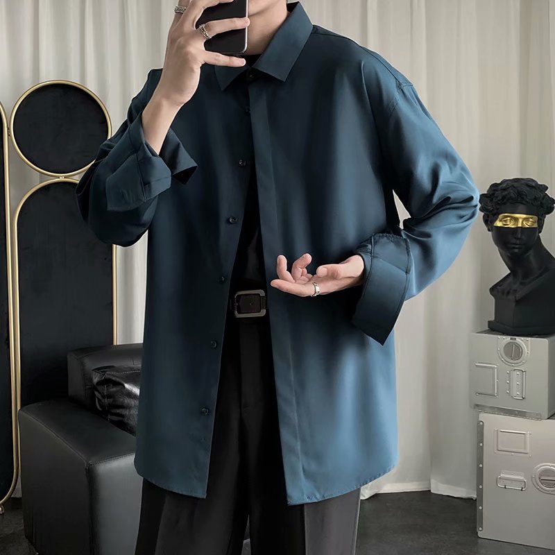 Shirts Men Long Sleeve Solid Simply Teens Handsome Gentle Fashion Clothing All-match Personal Japanese Kpop Streetwear Cozy Ins voguable