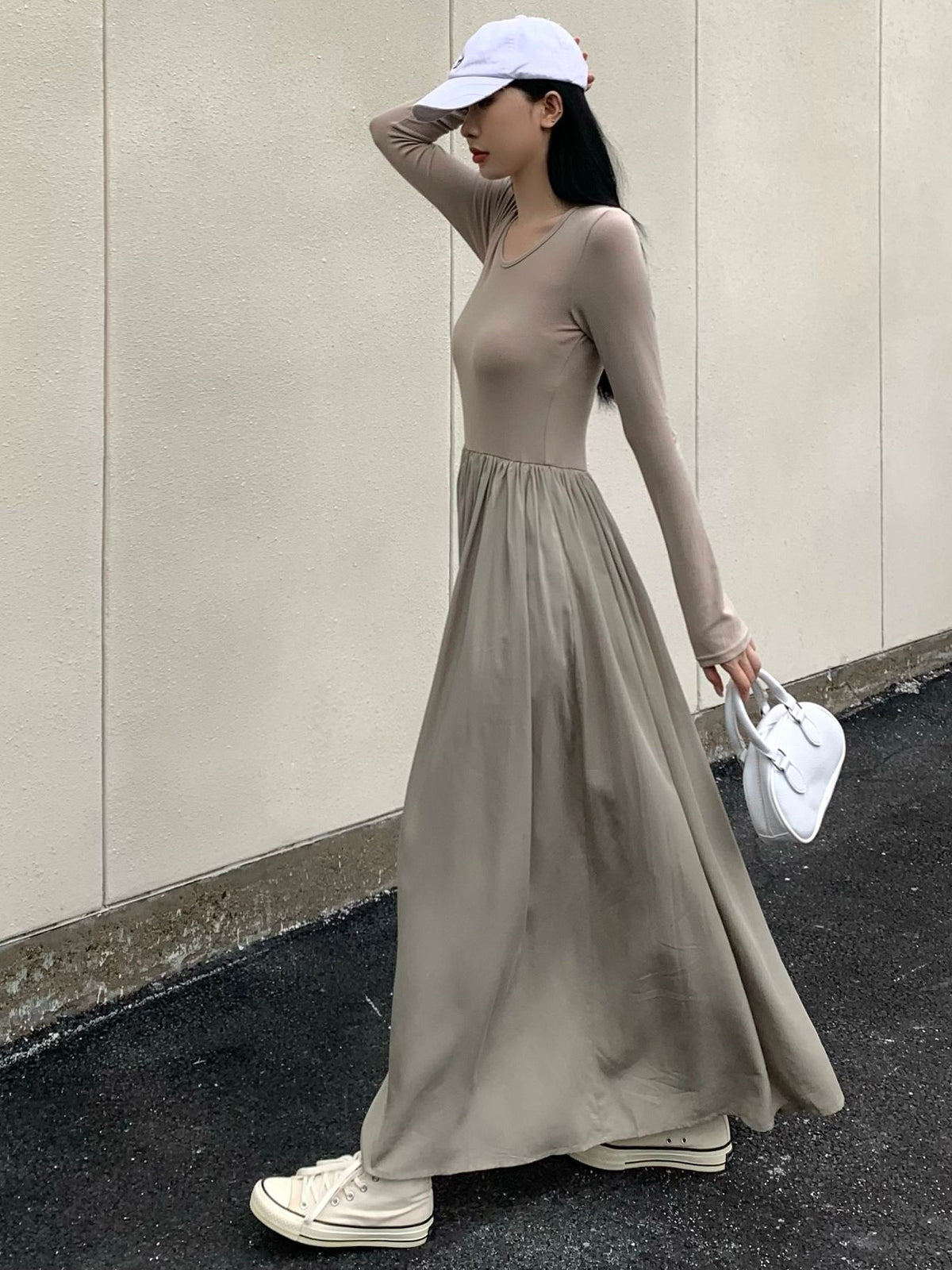 Autumn  New Women Long A Line Big Swing Dress Winter Elegant Casual Long Sleeve Boho Vintage Dresses Female Clothing voguable