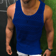 Voguable Men Tank Tops Hollow Out Sleeveless Shirts Summer Fashion Mens Clothing Slim Fit Gym Clothes Workout Vest Top Fashion 2022 voguable