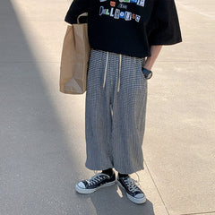 Summer Oversized Casual Pants Men Fashion Retro Ice Silk  Plaid Pants Men Streetwear Hip Hop Loose Straight Pants Mens Trousers voguable