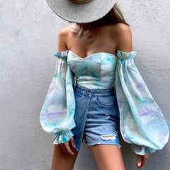 Voguable Foridol Elegant Long Sleeve Summer Spring Chiffon Blouse Shirt Women Off The Shoulder Beach Boho Tops 2022 Blusas De Mujer voguable