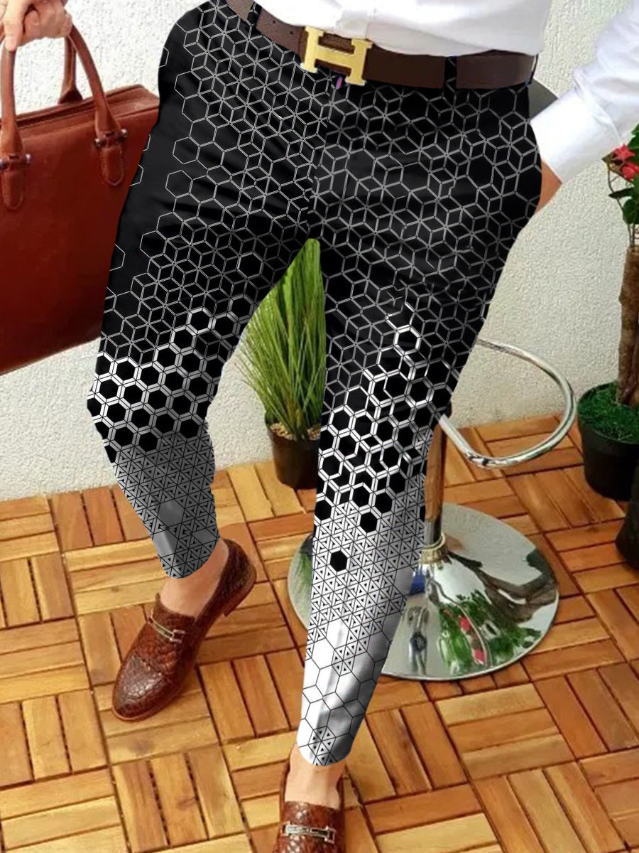 Voguable 2022 New Smart Casual Fashion Men's Pants polka dot pattern Pants Thin Mid Waist Jogger Casual Trousers Suit Pants voguable