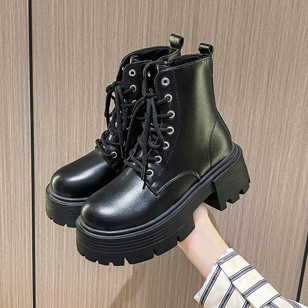 Zipper White Ankle Boots Round Toe Shoes Flat Heel Boots-Women  Low Rock Lolita Autumn Rubber Med Ladies Retro PU Fabric Ba voguable