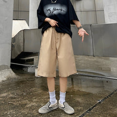 Shorts Men Summer Thin Casual Loose брюки Solid Teens Fashion Simple All-match Unisex Chic Daily Students Elastic Waist Youth voguable
