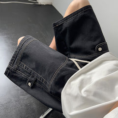 Summer Denim Shorts Men Fashion Retro Pocket Denim Shorts Mens Japanese Streetwear Hip Hop Loose Straight Cargo Jeans Shorts Men voguable