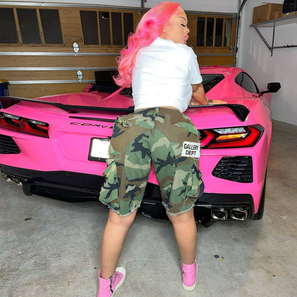 Summer  Casual High Waist Camouflage Pockets Sexy Woman Shorts For Women Short Jeans Pants Street Clothes voguable