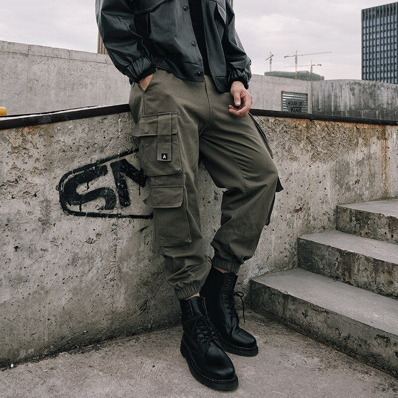 Voguable  2022 Hip Hop Casual Pockets Cotton Track Pants Male Harajuku Fashion Trousers Ribbons Harem Joggers Men Cargo Pants Streetwear voguable