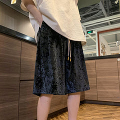 Summer Velvet Shorts Men Fashion 3-color Casual Shorts Men Streetwear Loose Straight Shorts Mens Five-piece Pants M-2XL voguable