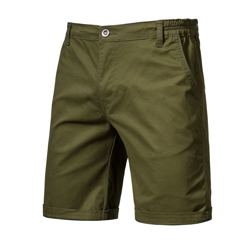 Voguable 2022 New Summer 100% Cotton Solid Shorts Men High Quality Casual Business Social Elastic Waist Men Shorts 10 Colors Beach Shorts voguable