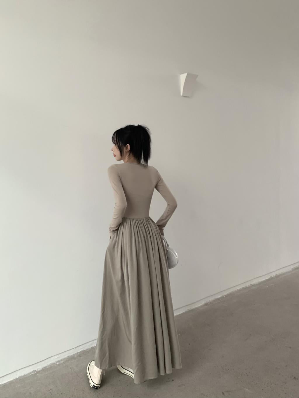 Autumn  New Women Long A Line Big Swing Dress Winter Elegant Casual Long Sleeve Boho Vintage Dresses Female Clothing voguable