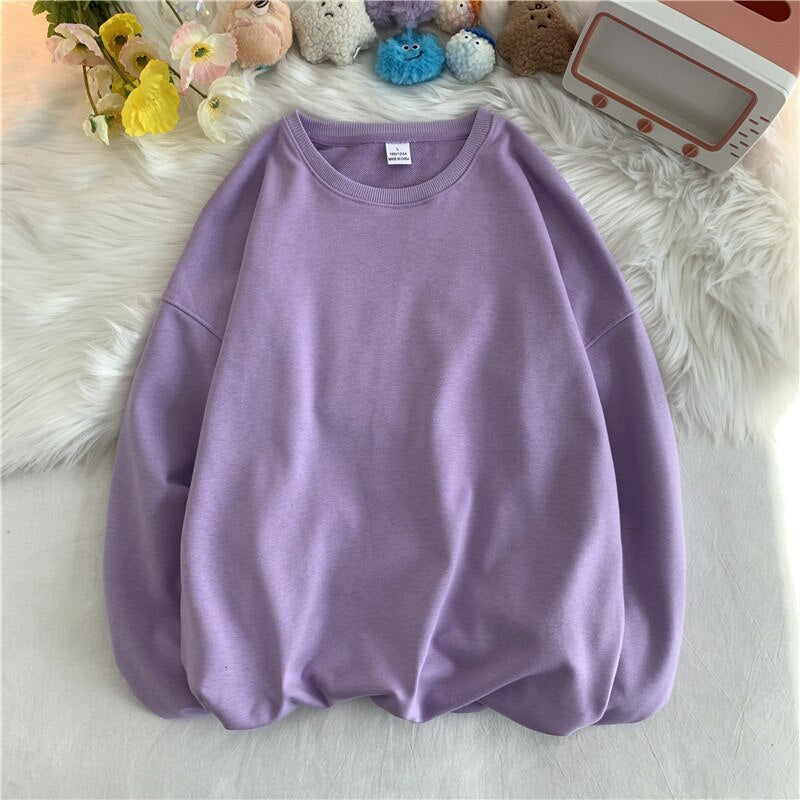Spring Autumn Solid Loose Round Neck Sweater Mens Korean Fashion Y2k Full Sleeve Pullover Sweater Male Round Neck Casual Tops voguable