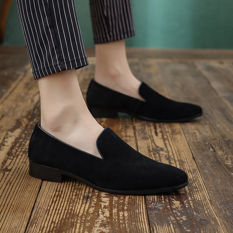 New Loafers Men Shoes Faux Suede Solid Color Fashion Business Casual Party Daily Classic Simple Slip-on Retro Dress Shoes voguable