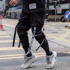 Voguable  Stylish Cargo Pants Men Ribbons Multi Pocket Jogger Male Clothing Oversize Gradient Harem Hip Hop Streetwear Sport Sweatpants voguable