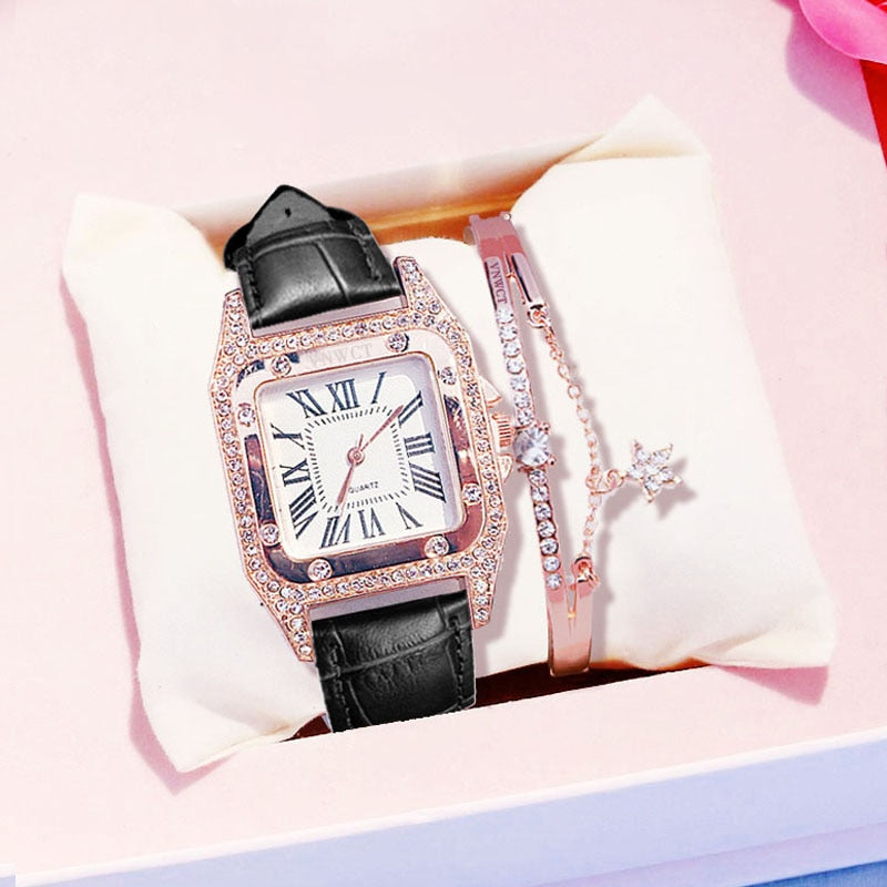 Voguable   2022 Women Watches Bracelet set Starry Sky Ladies Bracelet Watch Casual Leather Quartz Wristwatch Clock Relogio Feminino voguable