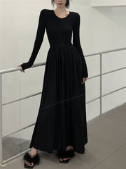 Autumn  New Women Long A Line Big Swing Dress Winter Elegant Casual Long Sleeve Boho Vintage Dresses Female Clothing voguable