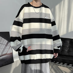 Stripe Oversized Men's Sweatshirts Spring Casual Male Round Neck Hoodies Korean Style Fashion Unisex 5XL Pullovers voguable