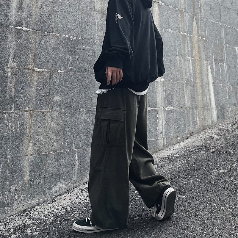 Pants Men All-match Casual Big Pockets Baggy Autumn Simply Streetwear Trouser Male Штаны Students Japanese Handsome Cool Couple voguable