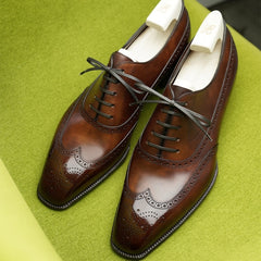 New In Brown Brogue Shoes for Men Black Lace-up Square Toe Party Wedding Shoes Free Shipping Men Shoes Size 38-46 voguable