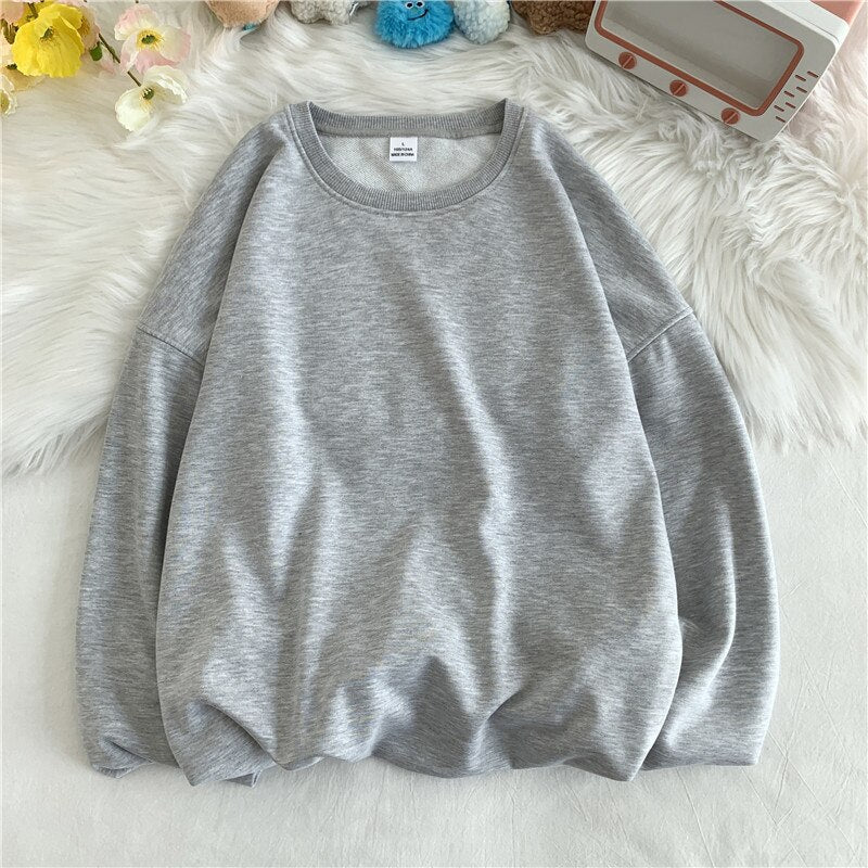 Spring Autumn Solid Loose Round Neck Sweater Mens Korean Fashion Y2k Full Sleeve Pullover Sweater Male Round Neck Casual Tops voguable