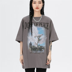 Voguable Men T-shirt O-neck Cotton Dove of Peace Print Top Tees 2022 Harajuku Streetwear Casual Short Sleeve Hip Hop Men's Clothing voguable